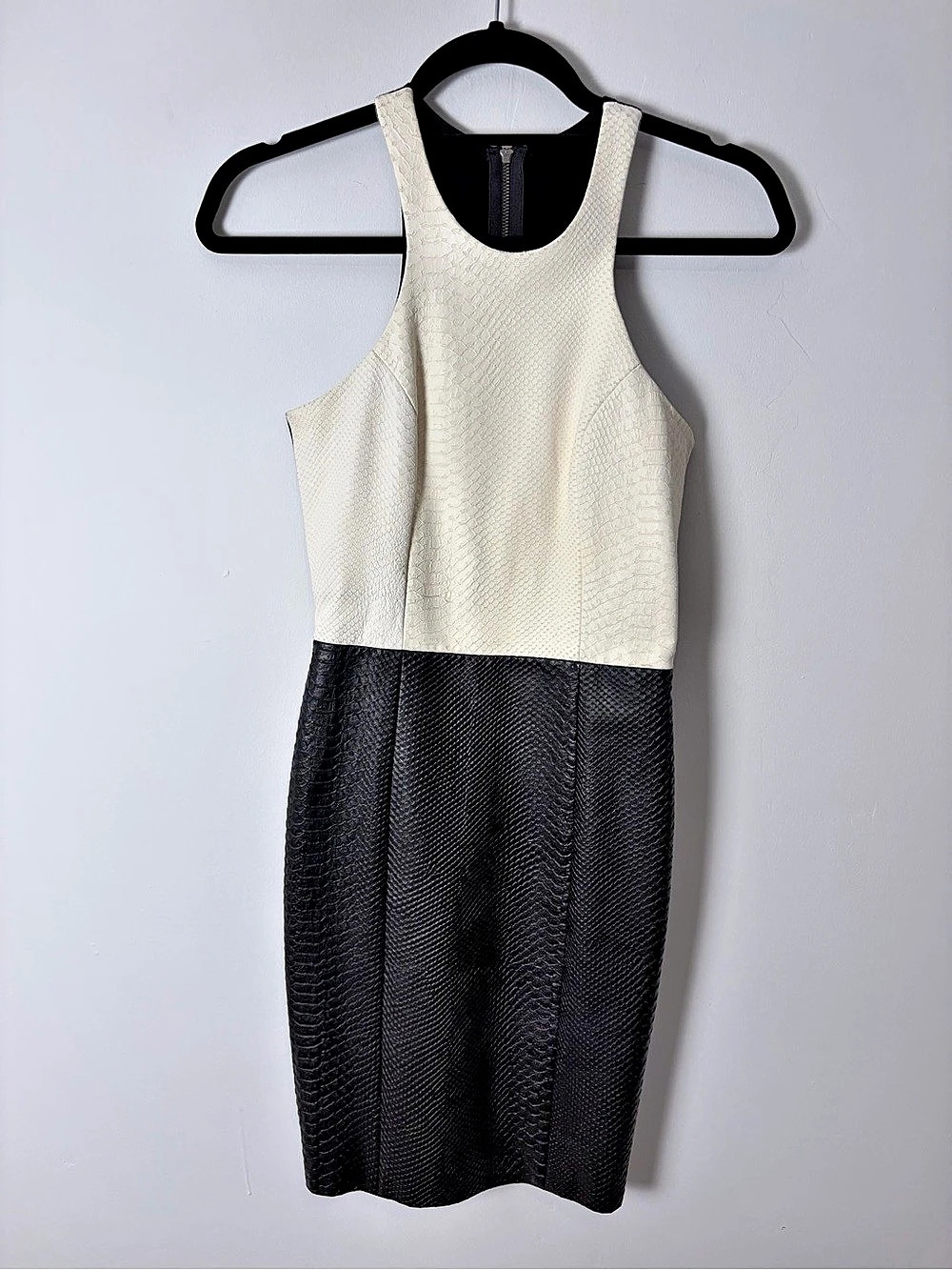 Mason by Michelle Mason Lambskin Leather Colorblock Dress Size 0